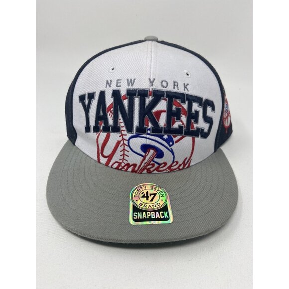 New York Yankees Hat Baseball Snapback Adjustable Cap 47 Brand Triple Block - Picture 1 of 5